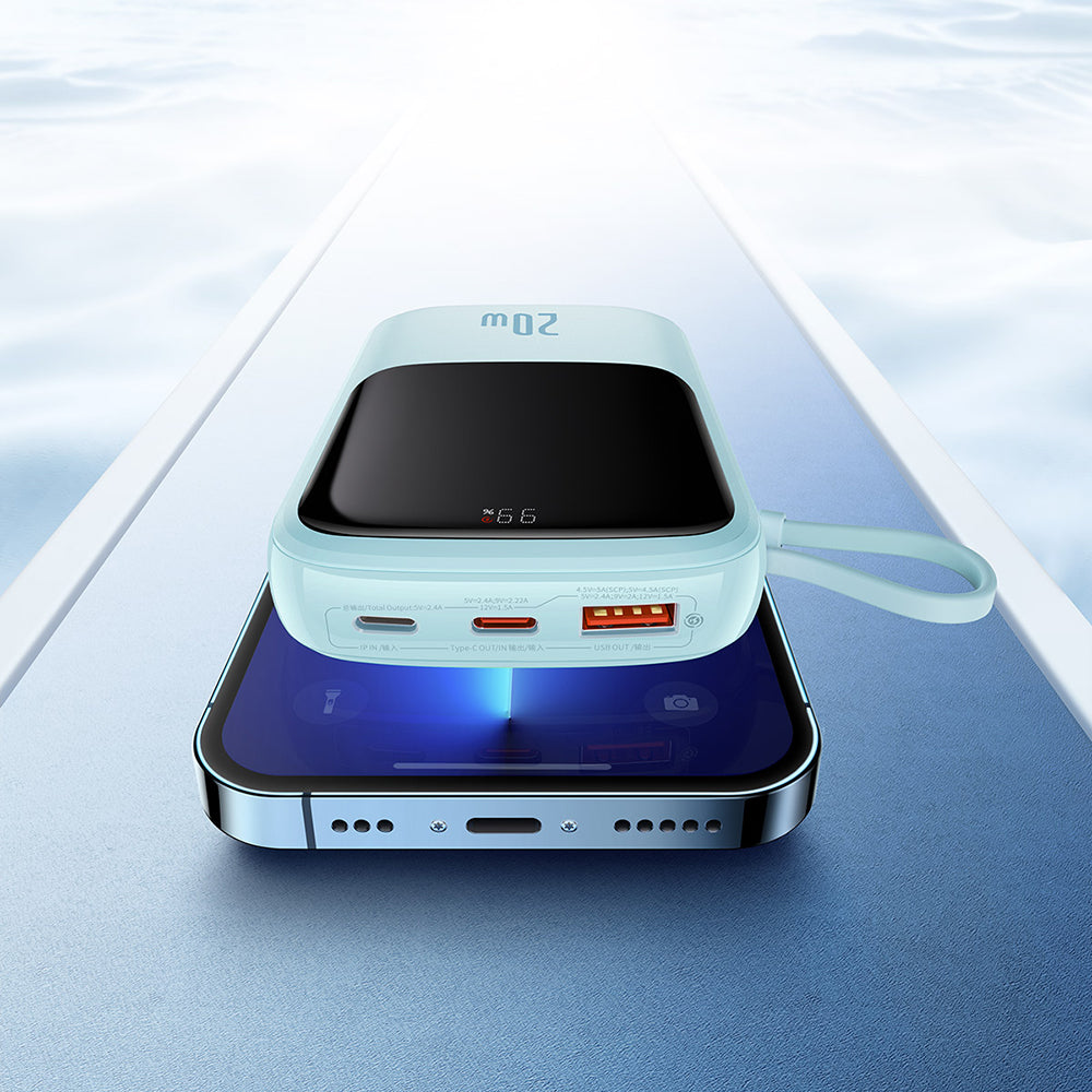 Externer Akku Baseus Qpow Pro, 20000mAh, 20W, QC + PD, 1 x Lightning - 1 x USB-A - 1 x USB-C, Blau PPQD030003