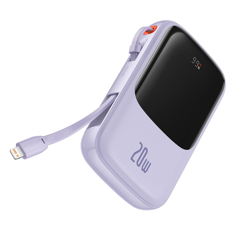 Externer Akku Baseus Qpow Pro, 20000mAh, 20W, QC + PD, 1 x Lightning - 1 x USB-A - 1 x USB-C, Lila PPQD030005