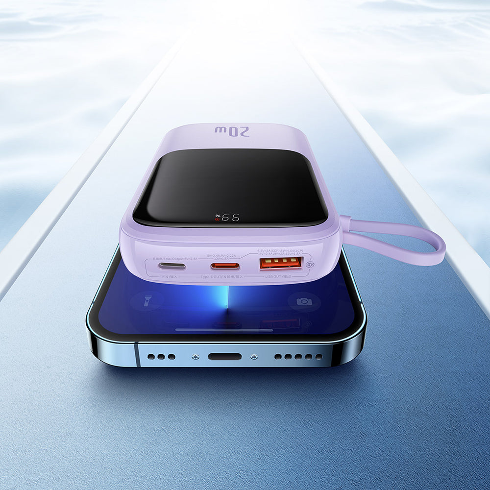 Externer Akku Baseus Qpow Pro, 20000mAh, 20W, QC + PD, 1 x Lightning - 1 x USB-A - 1 x USB-C, Lila PPQD030005
