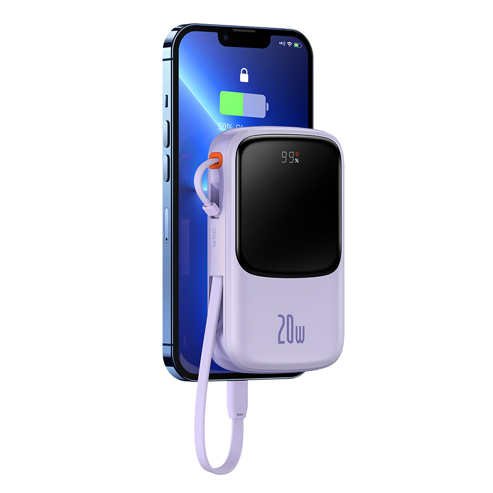 Externer Akku Baseus Qpow Pro, 20000mAh, 20W, QC + PD, 1 x Lightning - 1 x USB-A - 1 x USB-C, Lila PPQD030005
