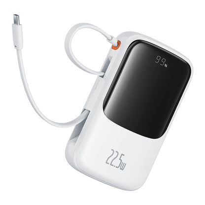 Externer Akku Baseus Qpow Pro+, 10000mAh, 22.5W, QC + PD, 1 x USB-A - 2 x USB-C, Weiß P10067101213-00