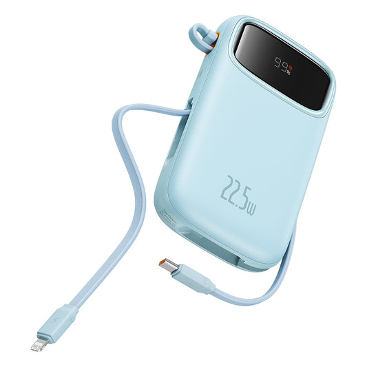 Baseus Qpow Pro+ External Battery, 10000mAh, 22.5W, QC + PD, 1 x Lightning - 1 x USB-A - 2 x USB-C, Blue P10055003313-00