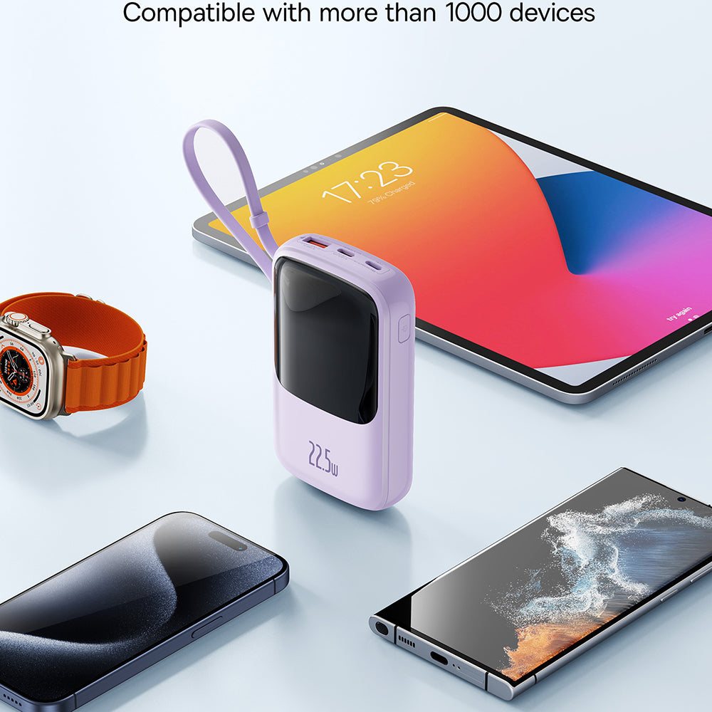 Externer Akku Baseus Qpow Pro+, 10000mAh, 22.5W, QC + PD, 1 x USB-A - 2 x USB-C, Lila P10067101513-00