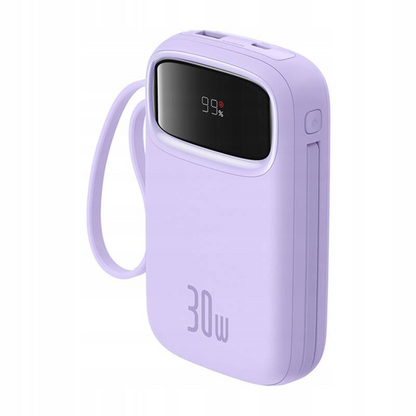 External Battery Baseus Qpow2, 10000mAh, 30W, QC + PD, 1 x USB-A - 3 x USB-C, Purple P10055008513-00