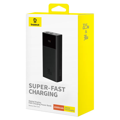 Externer Akku Baseus Star Lord, 20000mAh, 30W, QC + PD, 1 x USB-C - 2 x USB-A, Schwarz P10022904113-00