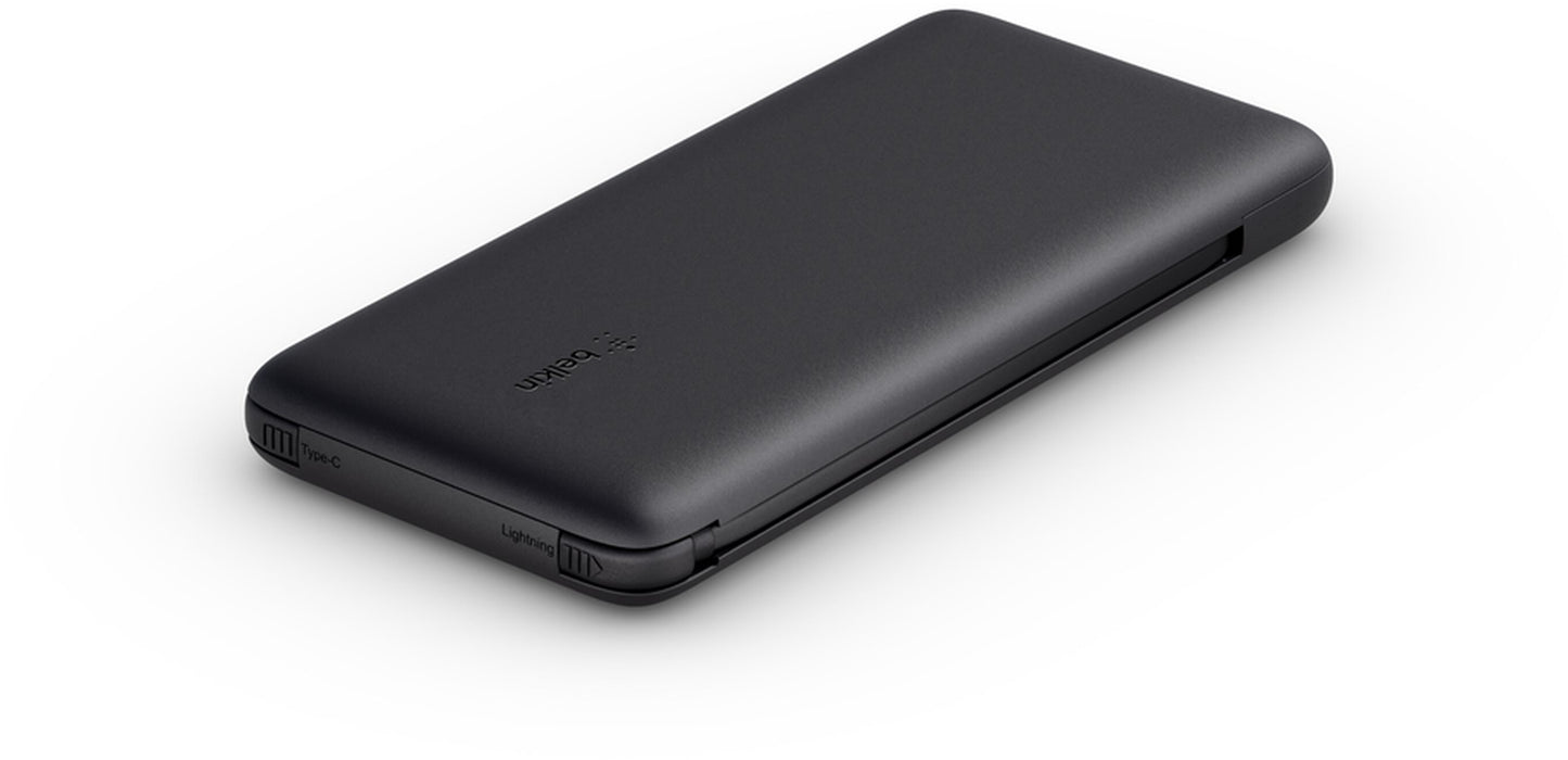 Externe Batterie Belkin BoostCharge Plus, 10000mAh, 23W, QC + PD, 1 x Lightning - 2 x USB-C, Schwarz BPB006btBLK