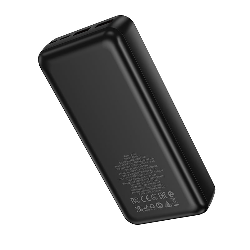 Externer Akku Borofone BJ80A Clever, 20000mAh, 22.5W, QC + PD, 1 x USB-C - 2 x USB-A, Schwarz