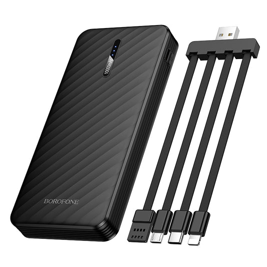 Externe Batterie Borofone BJ84 Smooth, 10000mAh, 10W, 1 x Lightning - 1 x microUSB - 1 x USB-A - 1 x USB-C, Schwarz