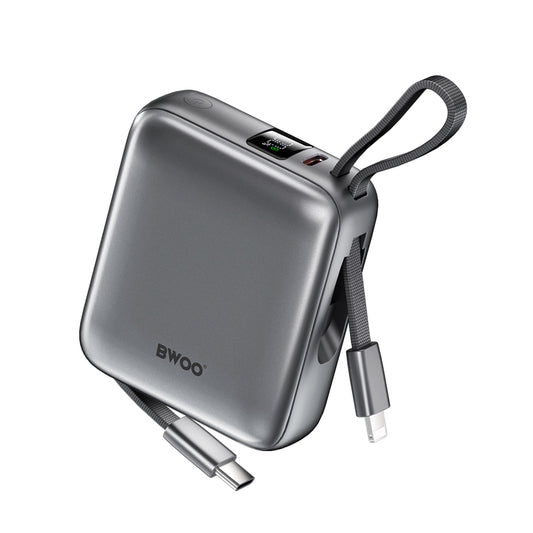 External Battery BWOO BO-P74, 10000mAh, 22.5W, PD, 1 x Lightning - 2 x USB-C, Black