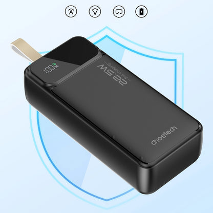 Externer Akku Choetech B730, 30000 mAh, 22,5 W, QC + PD, 1 x USB-C – 2 x USB-A, Schwarz