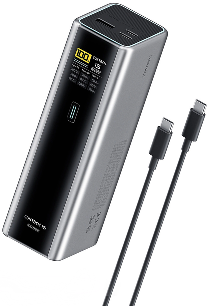Externer Akku Cuktech, 20000mAh, 210W, QC + PD, 1 x USB-A - 2 x USB-C, Grau CKPB200UGLGR