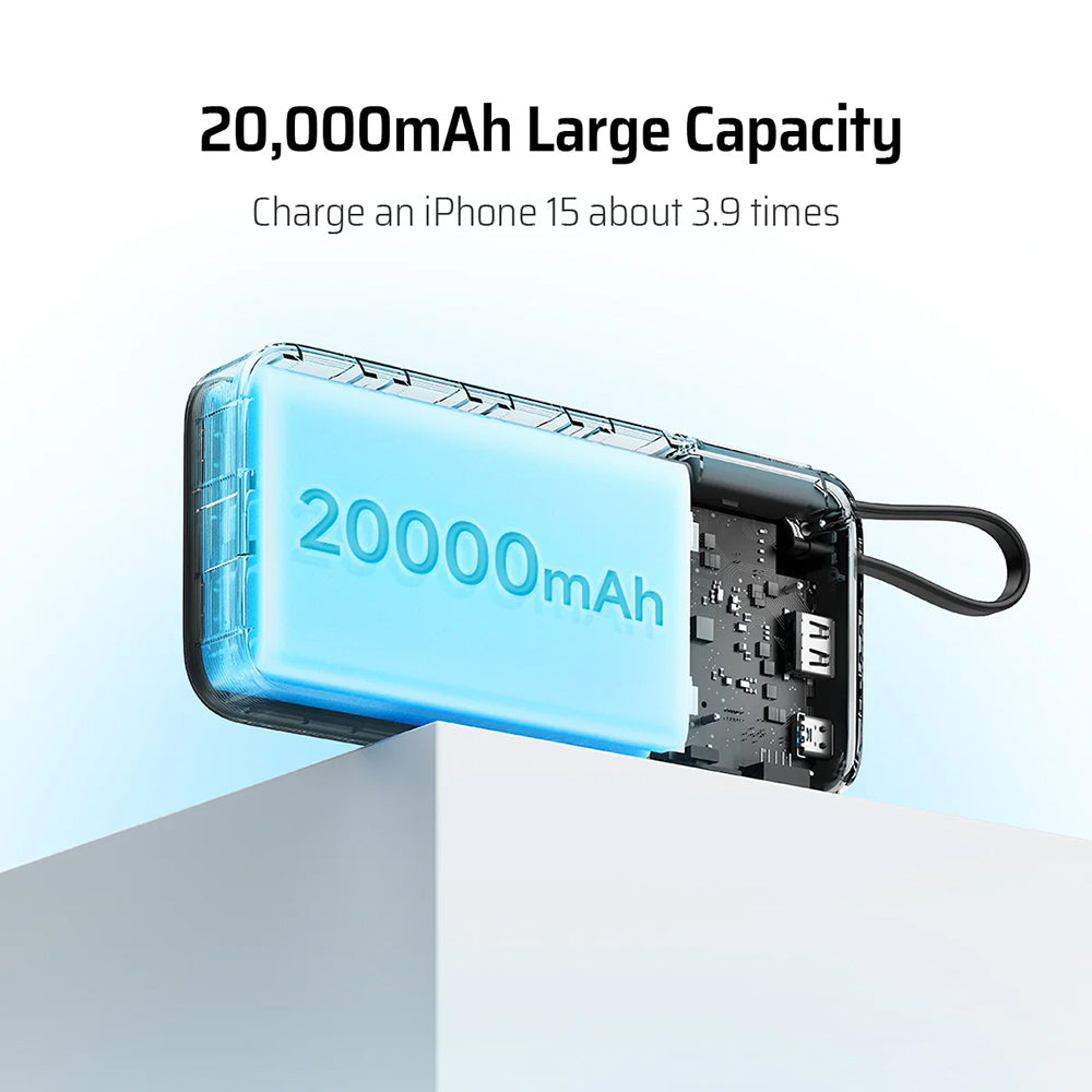 Externe Batterie Cuktech LPB200N, 20000mAh, 45W, QC + PD, 1 x USB-A - 2 x USB-C, Weiß CUKP200NGLLG