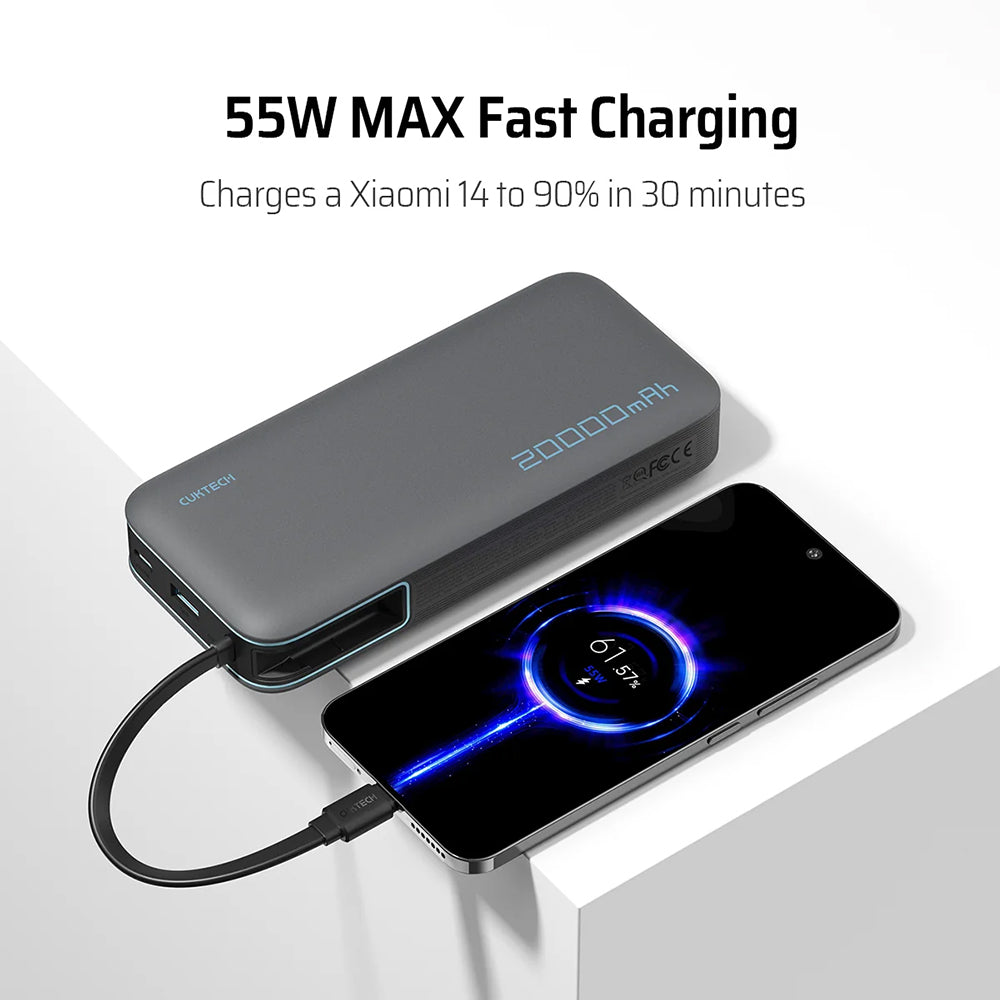 Externe Batterie Cuktech LPB200N, 20000mAh, 45W, QC + PD, 1 x USB-A - 2 x USB-C, Weiß CUKP200NGLLG