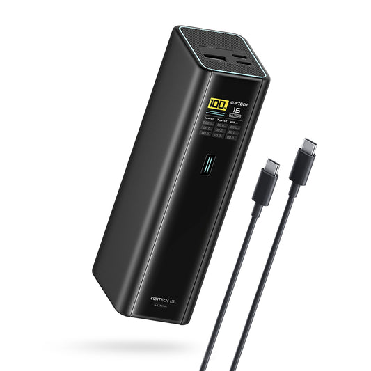 Cuktech Powerbank PB200U, 20000 mAh, 210 W, QC + PD, 1 × USB-A – 2 × USB-C, Weiß CKPB200UGLGR