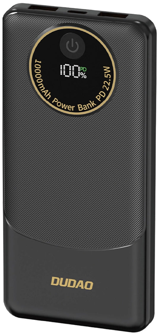 Externer Akku Dudao K12, 10000mAh, 22.5W, QC + PD, 1 x USB-C - 2 x USB-A, Schwarz
