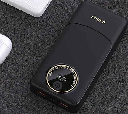 Externer Akku Dudao K12Pro, 20000mAh, 22.5W, QC + PD, 1 x USB-C - 2 x USB-A, Schwarz