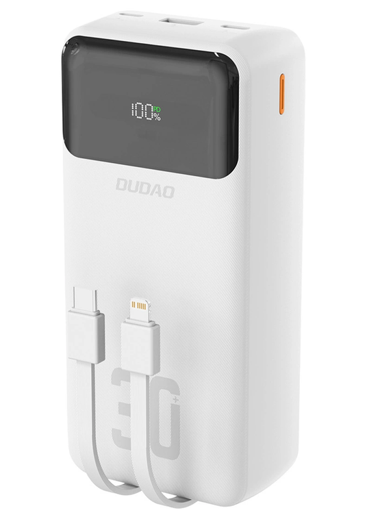Externe Batterie Dudao K15MAX, 30000mAh, 22,5W, QC + PD, 1 x USB-A - 2 x Lightning - 2 x USB-C, Weiß