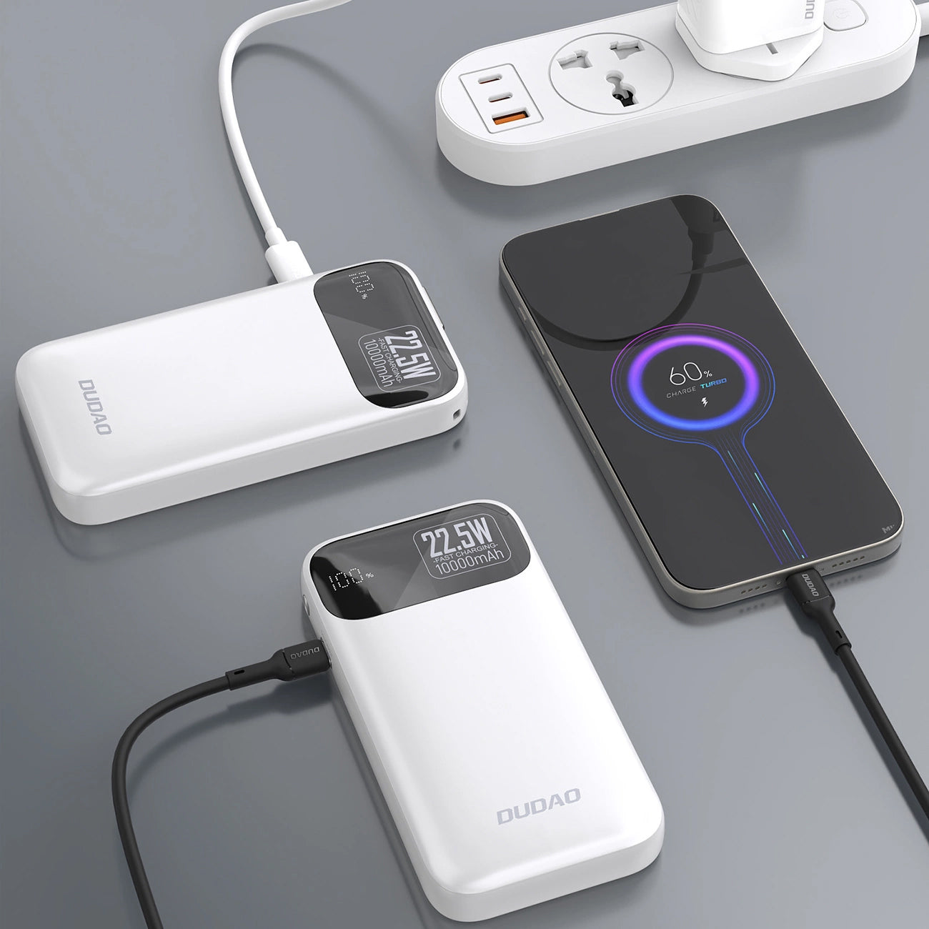 Externer Akku Dudao K31, 10000mAh, 22.5W, PD, 2 x USB-C, Weiß