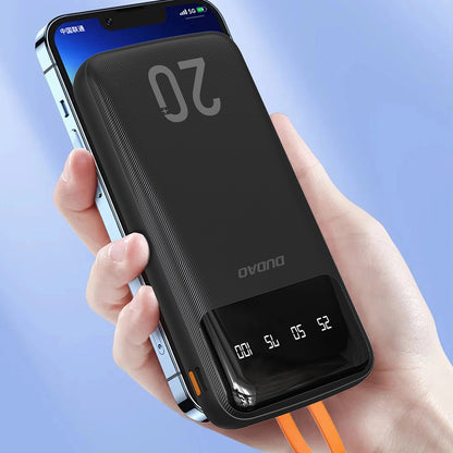 Externer Akku Dudao K6Pro+, 20000mAh, 10W, 1 x Lightning - 1 x microUSB - 1 x USB-A - 1 x USB-C, Schwarz