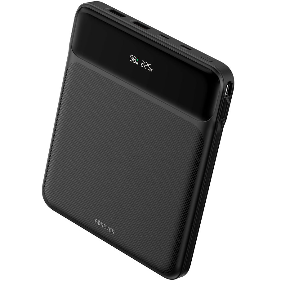 Forever TB-200 Externer Akku, 20000 mAh, 100 W, QC + PD, 1 x Lightning – 2 x USB-C – 2 x USB-A, Schwarz