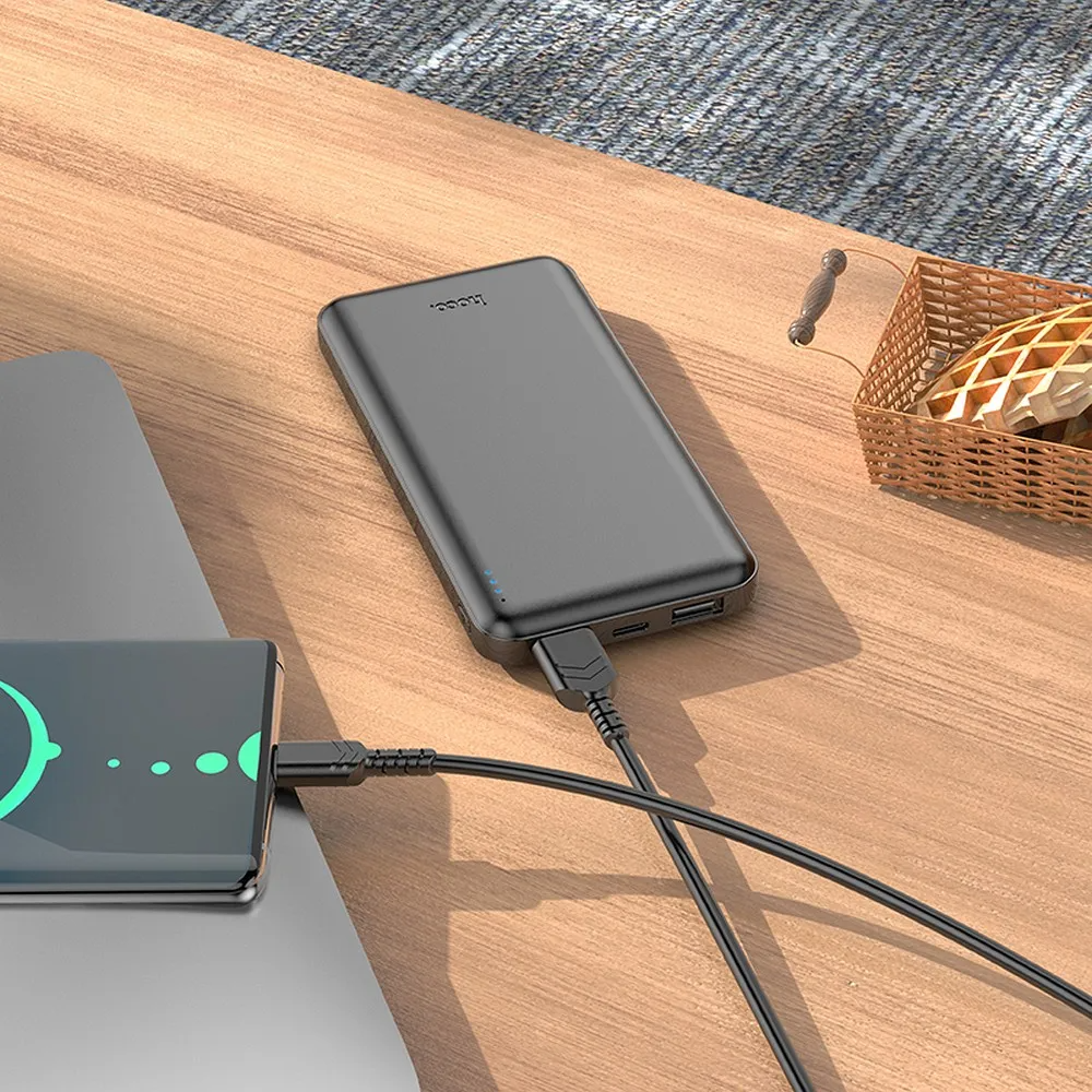 External Battery HOCO J100, 10000mAh, 10W, 2 x USB-A, Black