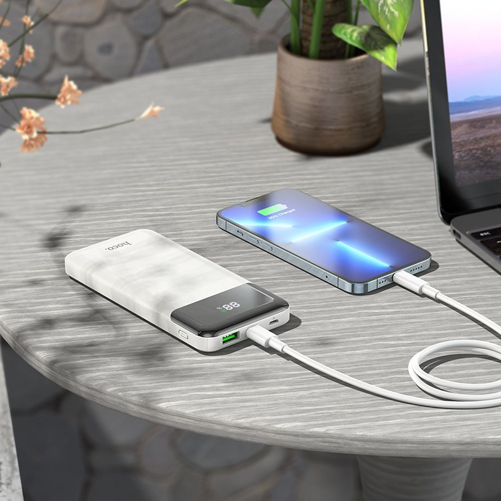 Externer Akku HOCO J102, 10000mAh, 20W, QC + PD, 1 x USB-A - 1 x USB-C, Weiß