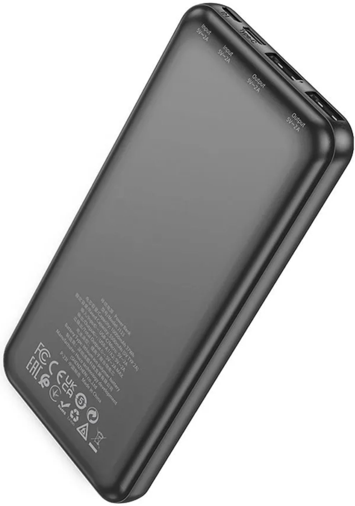 Externer Akku HOCO J123, 10000mAh, 10W, 2 x USB-A, Schwarz