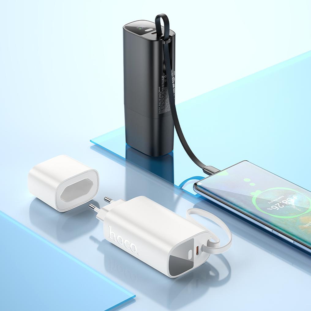 HOCO J148 2-in-1-Powerbank, 5000 mAh, 20 W, PD, 2 x USB-C, Weiß