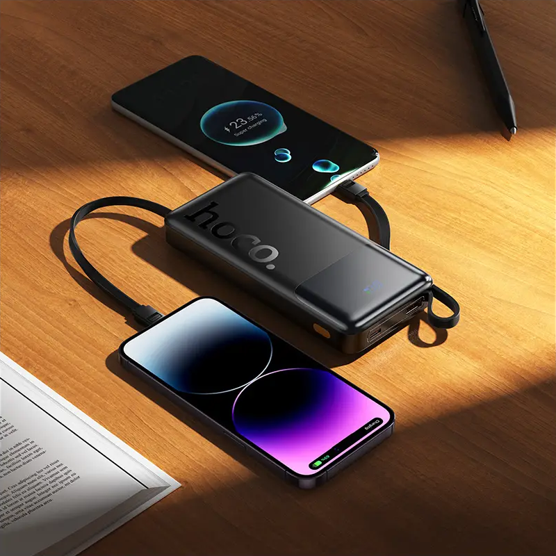 Externe Batterie HOCO J156 Founder, 10000mAh, 22,5W, QC + PD, 1 x Lightning - 1 x microUSB - 1 x USB-A - 2 x USB-C, Schwarz