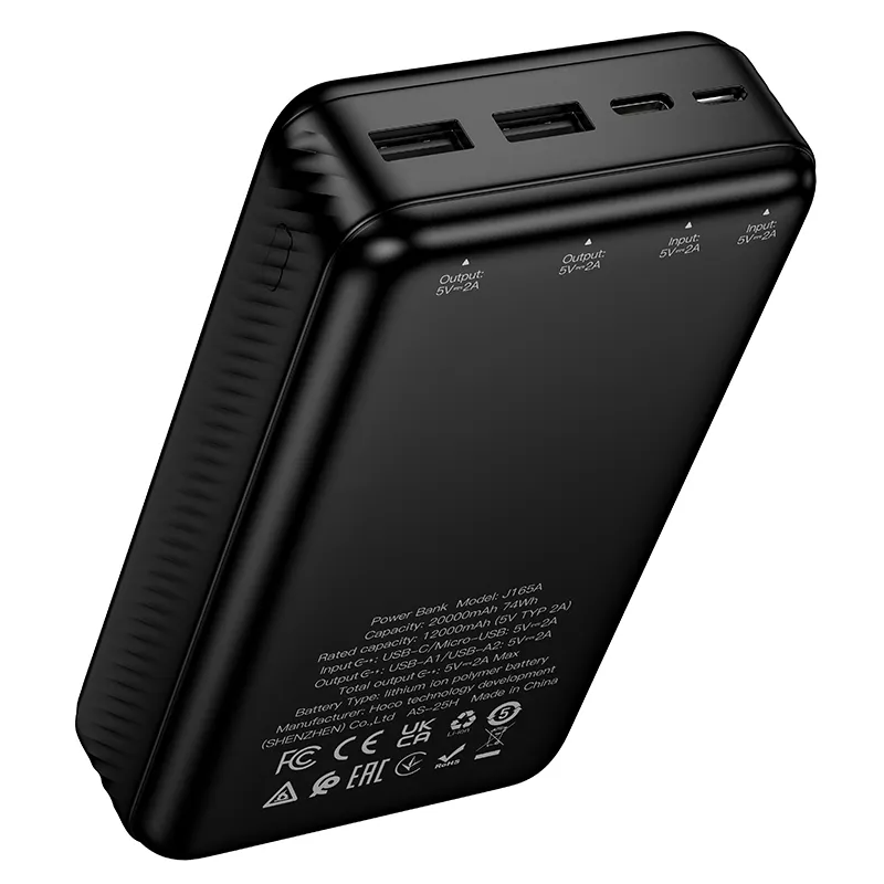 Externe Batterie HOCO J165A, 20000mAh, 10W, 2 x USB-A, Schwarz