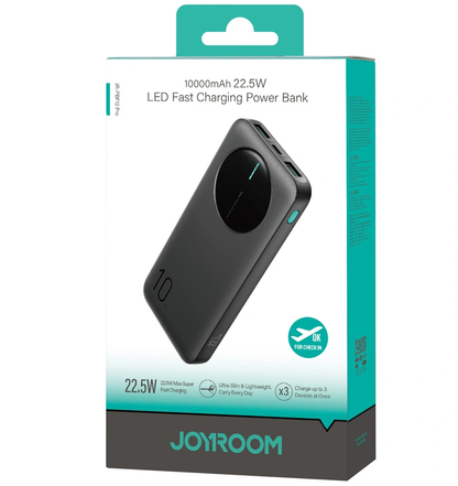 Externe Batterie Joyroom JR-PBF12 Pro, 10000mAh, 22,5W, QC + PD, 1 x USB-C - 2 x USB-A, Schwarz