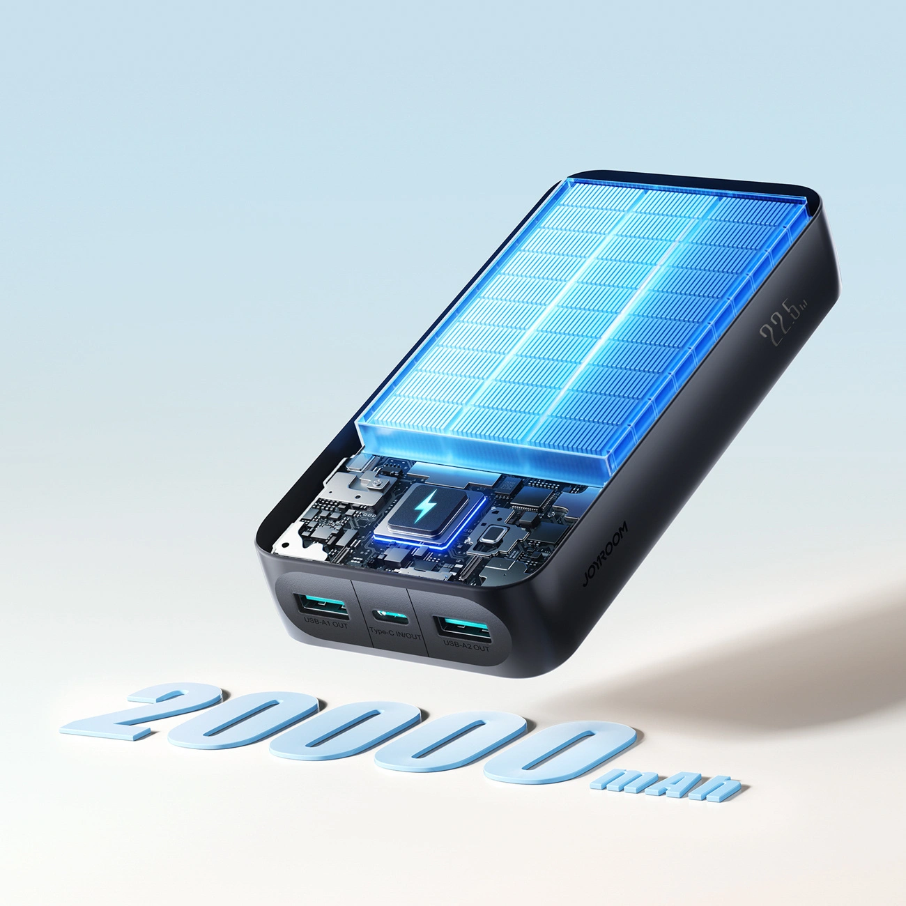 Joyroom JR-PBF14 Pro External Battery, 20000mAh, 22.5W, QC + PD, 1 x USB-C - 2 x USB-A, Black