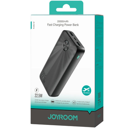 Externer Akku Joyroom JR-PBF16, 20000 mAh, 22,5 W, QC + PD, 1 x USB-C – 2 x USB-A, Schwarz