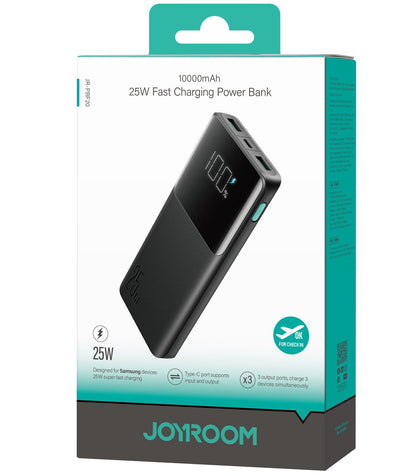 Externer Akku Joyroom JR-PBF20, 10000mAh, 25W, QC + PD, 1 x USB-C - 2 x USB-A, Schwarz