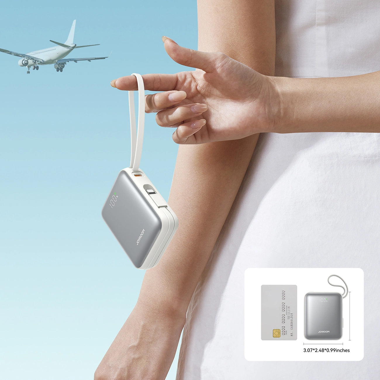 Externer Akku Joyroom JR-PBF27, 10000mAh, 22.5W, PD, 1 x Lightning - 2 x USB-C, Weiß