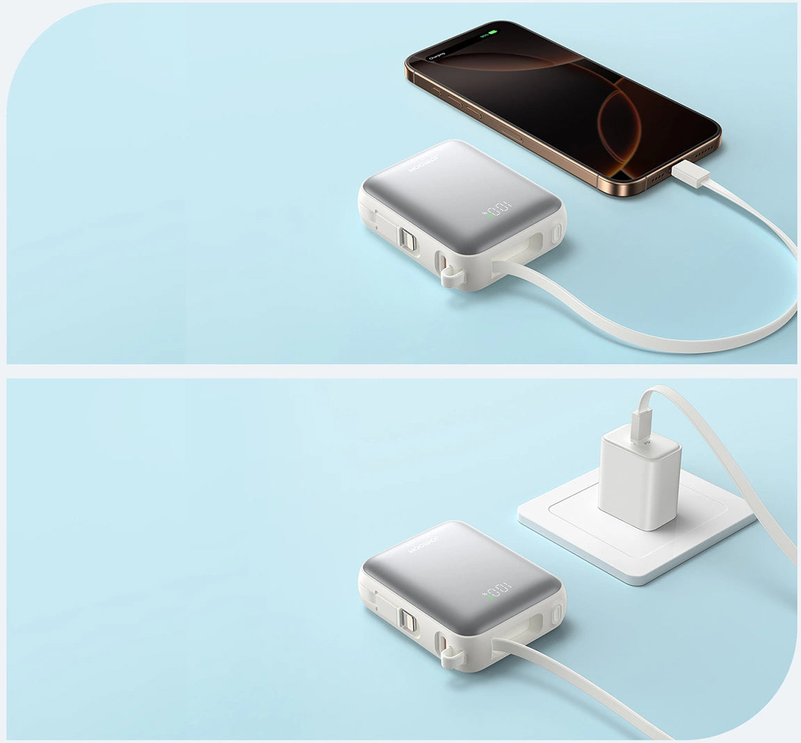 Externer Akku Joyroom JR-PBF27, 10000mAh, 22.5W, PD, 1 x Lightning - 2 x USB-C, Weiß