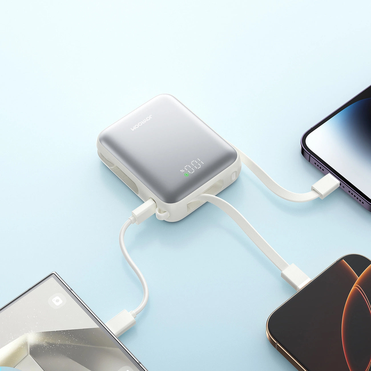 Externer Akku Joyroom JR-PBF27, 10000mAh, 22.5W, PD, 1 x Lightning - 2 x USB-C, Weiß