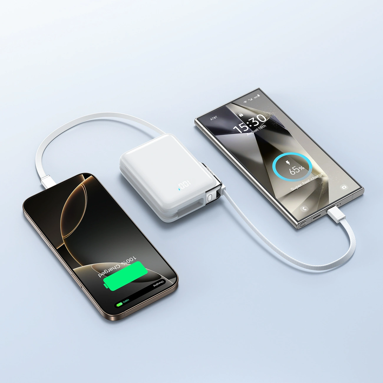 Externer Akku Joyroom JR-PBF27 Pro, 10000mAh, 30W, QC + PD, 1 x Lightning - 2 x USB-C, Weiß