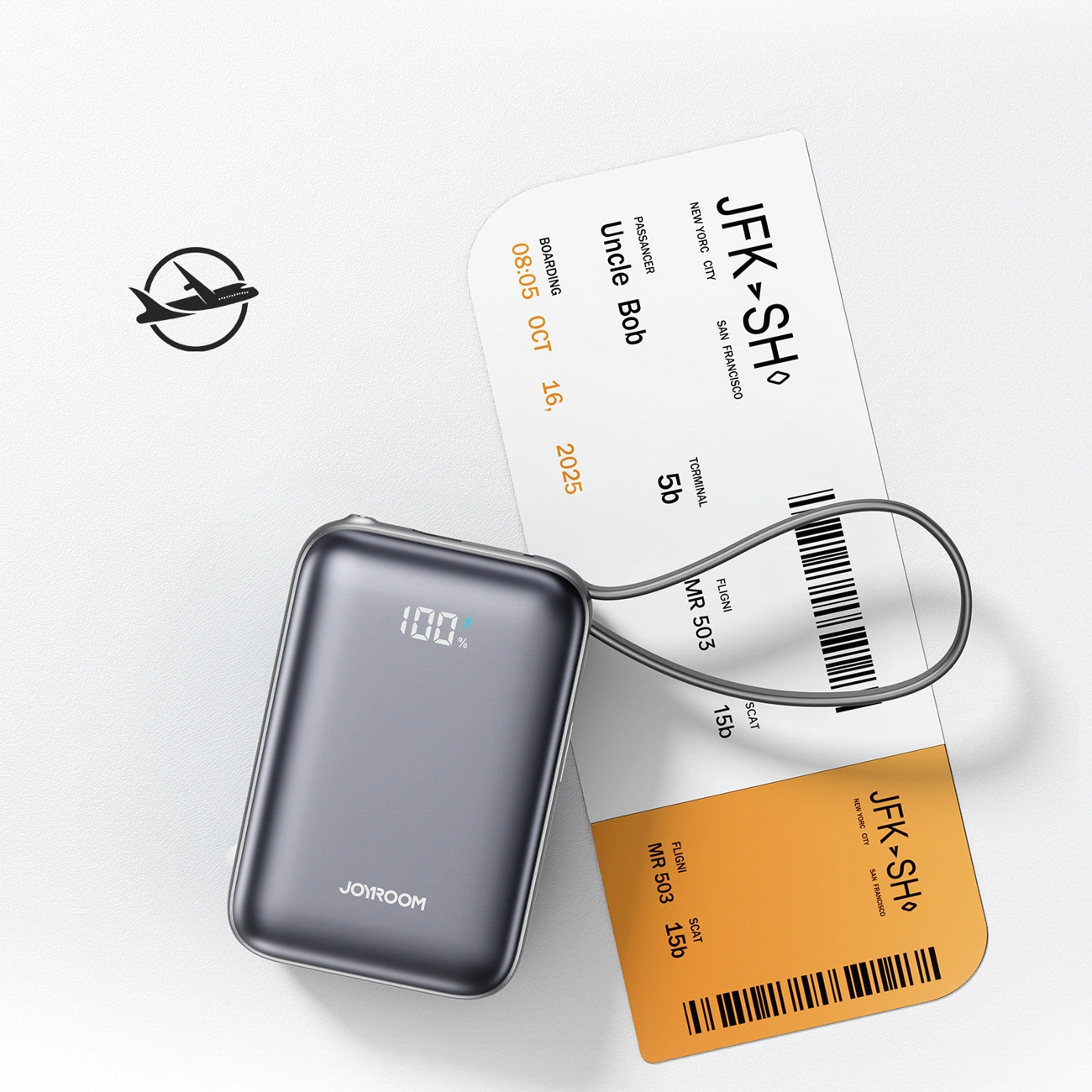 Externer Akku Joyroom JR-PBF29, 20000mAh, 22.5W, QC + PD, 1 x Lightning - 2 x USB-C, Schwarz