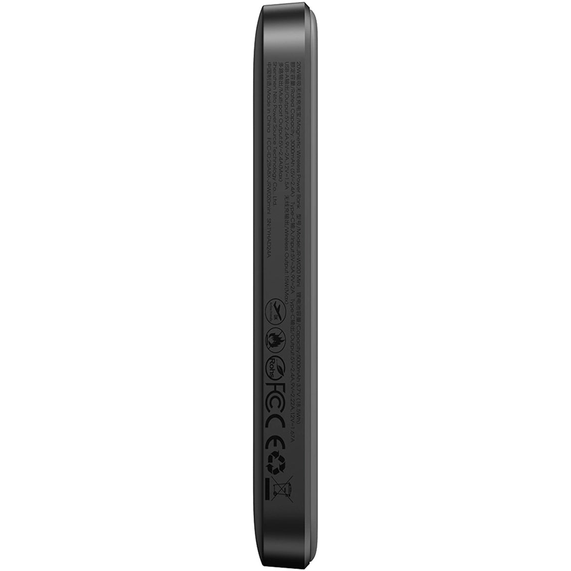 Joyroom JR-W020 MagSafe Externer Akku, 5000 mAh, 20 W, QC + PD + FQI, 1 x QI – 1 x USB-A – 1 x USB-C, Schwarz