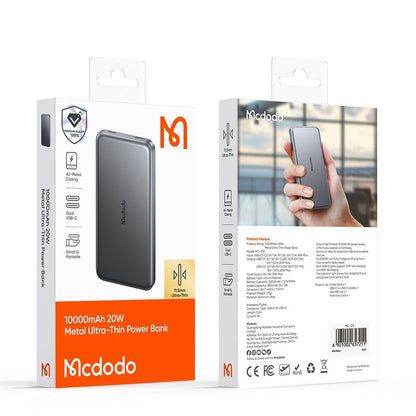Externer Wireless-Akku McDodo MC-3781 Meta, 10000mAh, 20W, PD + FQI, 1 x QI - 2 x USB-C, Schwarz