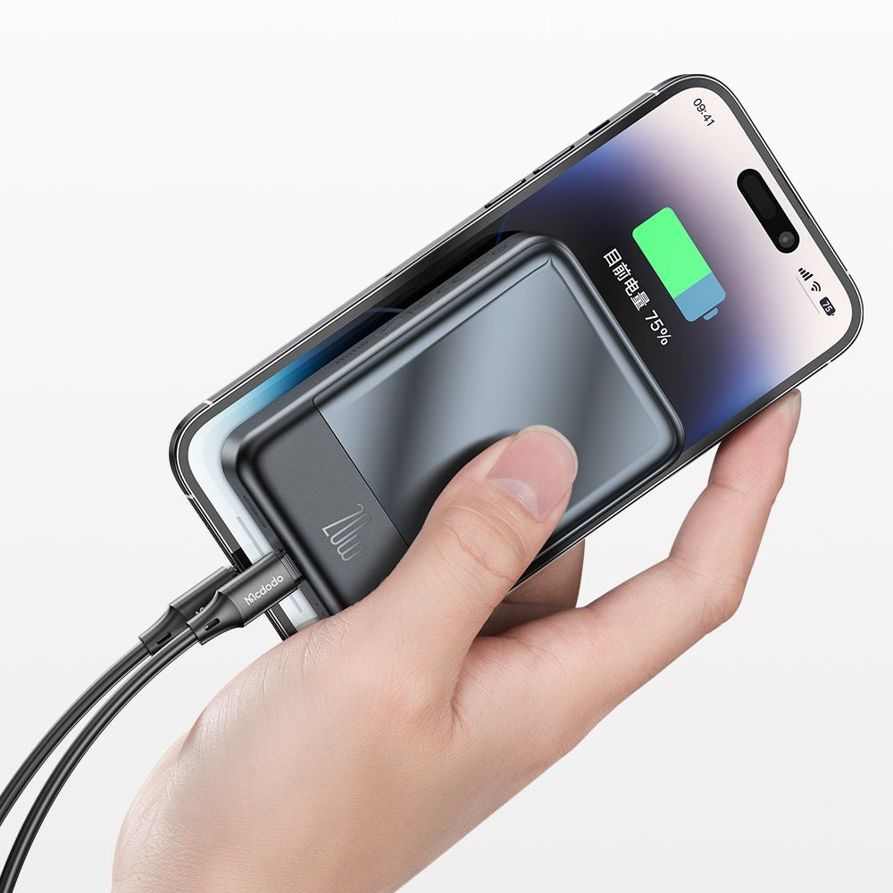 Externer Wireless-Akku McDodo MC-4261 Ambilight, 10000mAh, 20W, PD + FQI, 1 x QI - 1 x USB-C, Schwarz