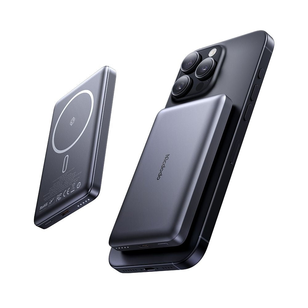 Externer Wireless-Akku McDodo MC-4651 Meta, 10000mAh, 20W, PD + FQI, 1 x QI - 1 x USB-C, Schwarz