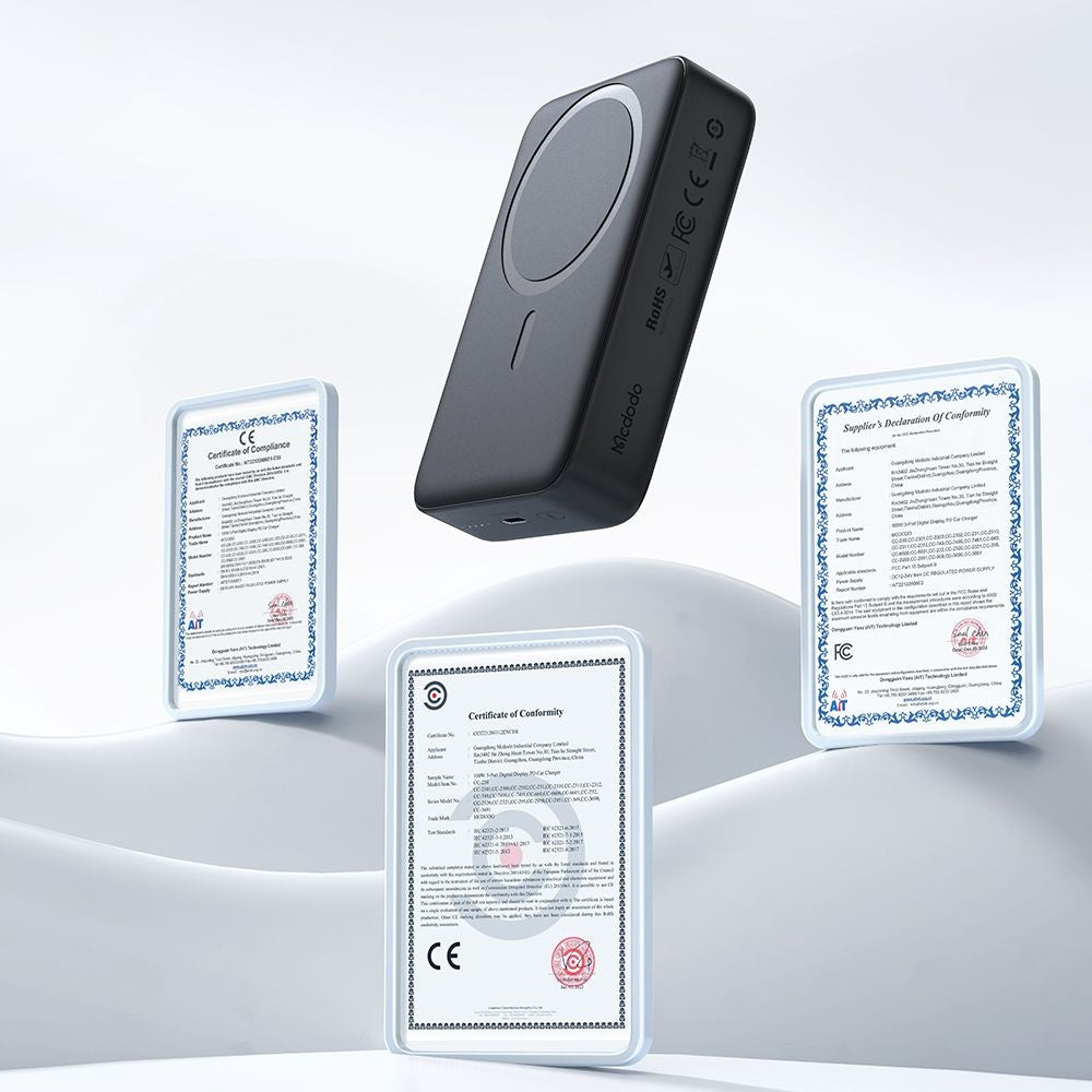 Externer Wireless-Akku McDodo MC-5021 Ambilight, 20000mAh, 20W, PD + FQI, 1 x QI - 1 x USB-C, Schwarz