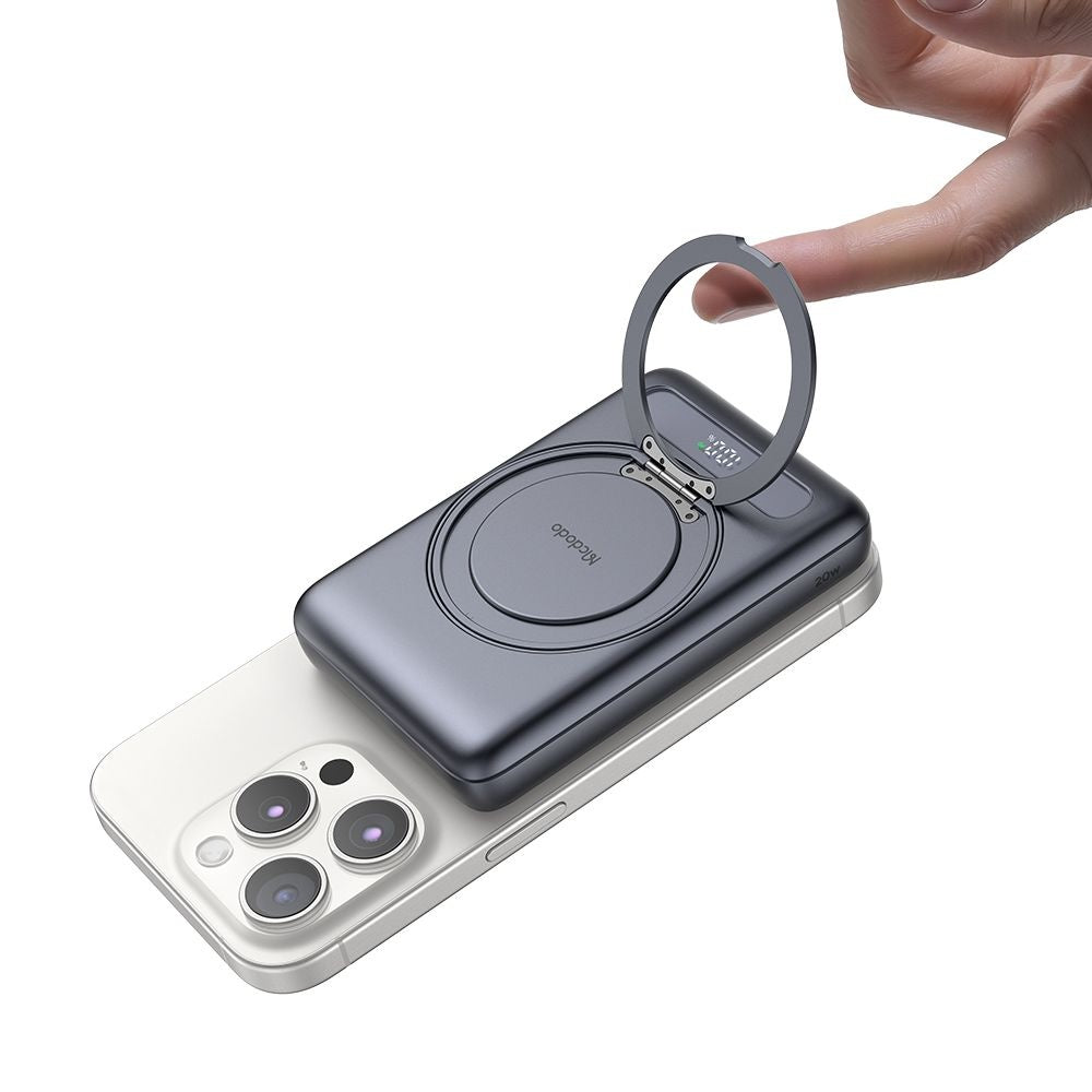 McDodo MC-8371 Meta Wireless External Battery, 10000mAh, 20W, PD + FQI, 1 x QI - 1 x USB-C, Grey