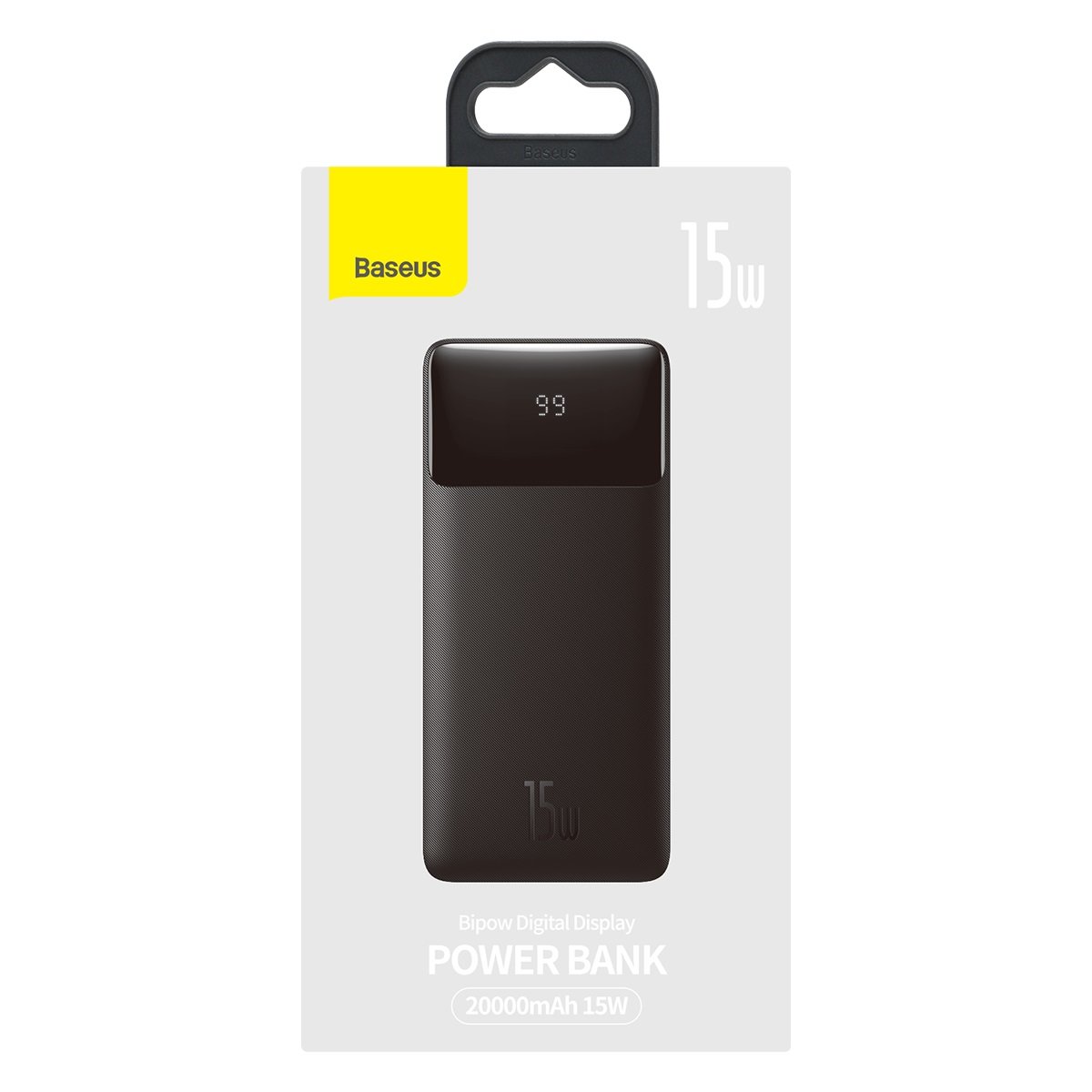 Baseus Bipow Externer Akku, 20000 mAh, 15 W, 1 x USB-C – 2 x USB-A, Schwarz PPBD050101