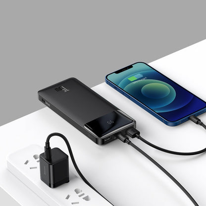 Baseus Bipow Externer Akku, 10000 mAh, 15 W, 1 x USB-C – 2 x USB-A, Schwarz PPBD050001