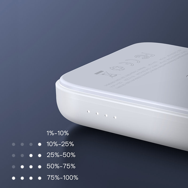 Externer Wireless-Akku Joyroom JR-W020, 10000mAh, 20W, QC + PD + FQI, 1 x QI - 1 x USB-A - 1 x USB-C, Weiß