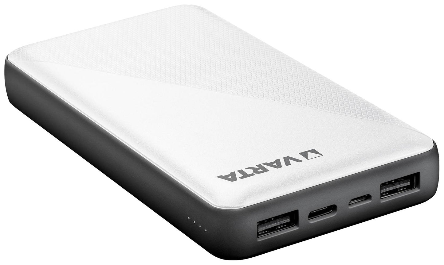 Varta Energy Externer Akku, 15000 mAh, 15 W, 2 x USB-A – 1 x USB-C, Weiß