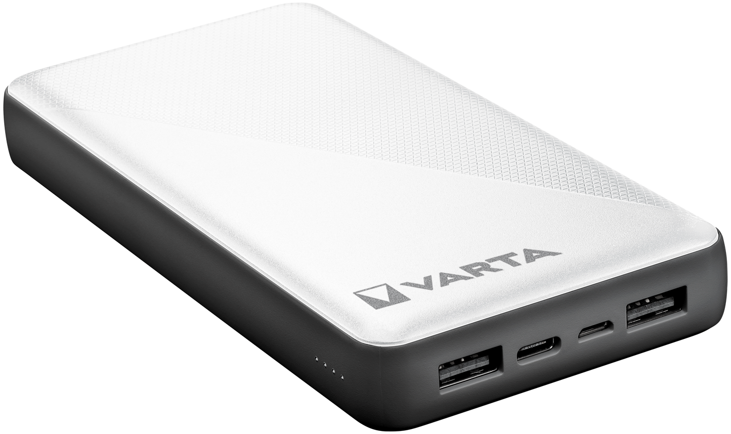 Varta Energy Externer Akku, 20000 mAh, 15 W, 2 x USB-A – 1 x USB-C, Weiß